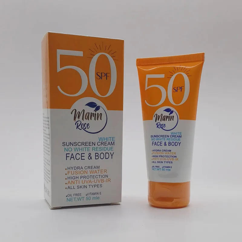 کرم ضد آفتاب بی رنگ صورت و بدن مارین رز SPF50 مدل OIL FREE محافظتکننده در برابر اشعه UVA و UVB مناسب انواع پوست حجم ۵۰ میلی لیتر - تصویر 2
