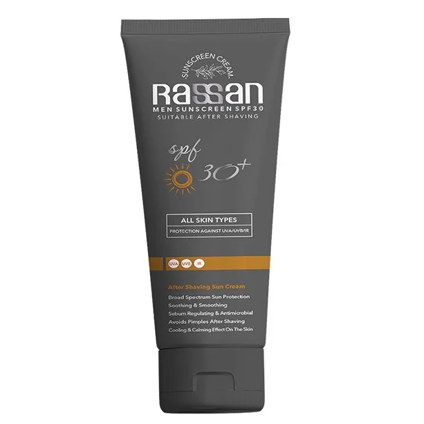 کرم ضد آفتاب بی‌رنگ آقایان صورت راسن SPF 30مدل افترشیو محافظ در برابر UVA/UVB ‌مناسب برای پوست چرب حجم 40 میلی‌لیتر - تصویر 2