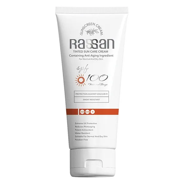کرم ضد آفتاب رنگی صورت، گردن راسن SPF 100 مدل رنگی محافظ در برابر UVA مناسب برای معمولی حجم 40 میلیلیتر
