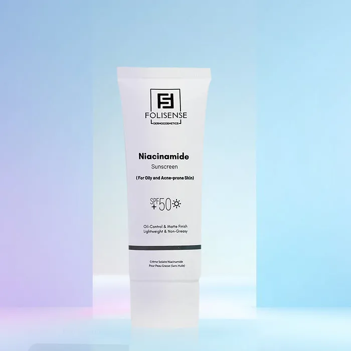فلوئید ضد آفتاب بی‌رنگ صورت فولیسنس SPF 50 مدل نیاسینامید محافظ در برابر UVA/UVB ‌مناسب برای پوست چرب، مختلط، آکنه‌دار حجم 40 میلی‌لیتر - تصویر 2