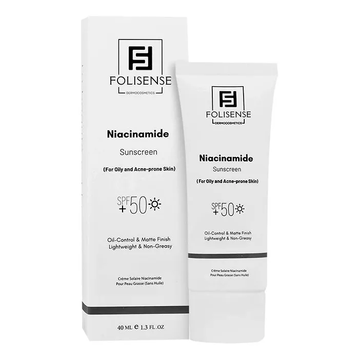 فلوئید ضد آفتاب بی‌رنگ صورت فولیسنس SPF 50 مدل نیاسینامید محافظ در برابر UVA/UVB ‌مناسب برای پوست چرب، مختلط، آکنه‌دار حجم 40 میلی‌لیتر - تصویر 3