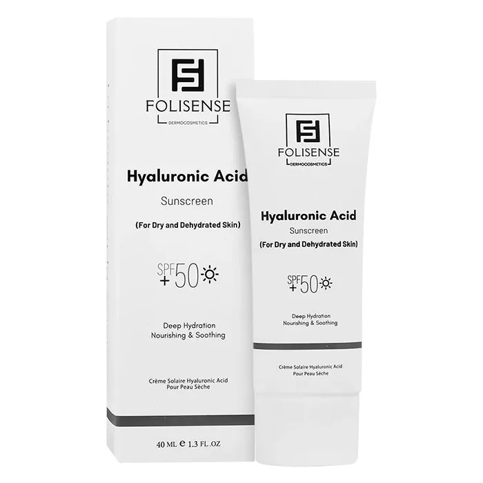 کرم ضد آفتاب بی‌رنگ صورت فولیسنس SPF 50 مدل هیالورونیک اسید محافظ در برابر UVA،UVB ‌مناسب برای پوست خشک و حساس حجم 40 میلی‌لیتر - تصویر 2