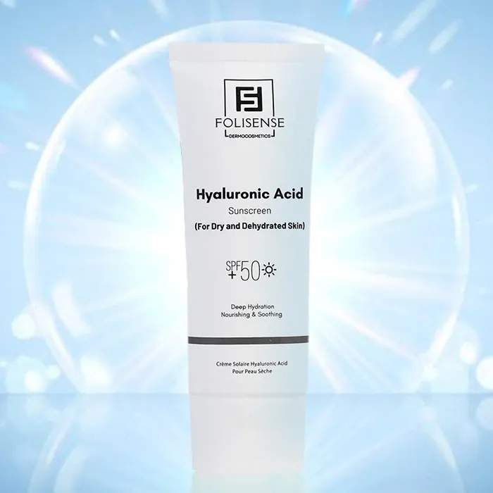 کرم ضد آفتاب بی‌رنگ صورت فولیسنس SPF 50 مدل هیالورونیک اسید محافظ در برابر UVA،UVB ‌مناسب برای پوست خشک و حساس حجم 40 میلی‌لیتر - تصویر 3