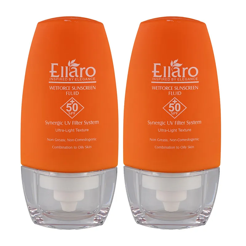 فلوئید ضد آفتاب بی‌رنگ صورت الارو SPF 50 مدل Wetforce محافظ در برابر UVA، UVB ‌مناسب برای پوست‌ چرب حجم 50 میلی‌لیتر مجموعه دو عددی
