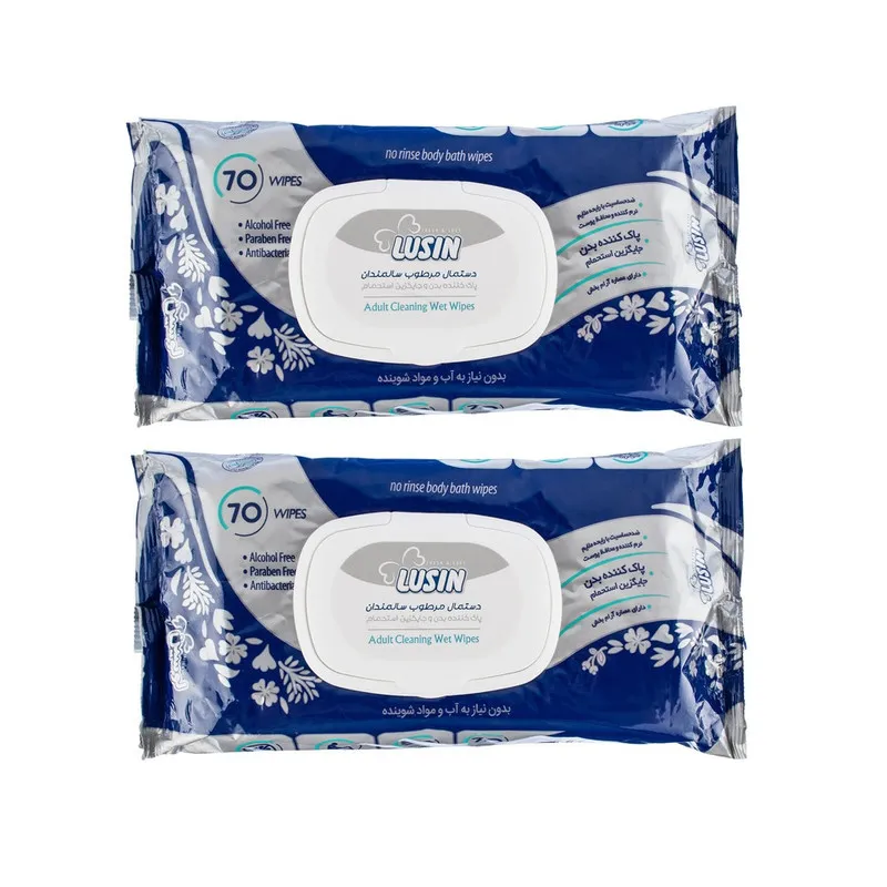 دستمال مرطوب لوسین مدل Antibacterial دو بسته 70 عددی