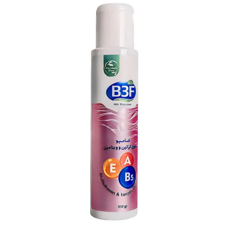 شامپو تقویت کننده و ترمیم کننده مو بی تری اف مدل Multivitamin & Keratin مناسب برای موهای کمحجم و نازک، وزدار، نازک، شکننده حجم 350 میلی لیتر