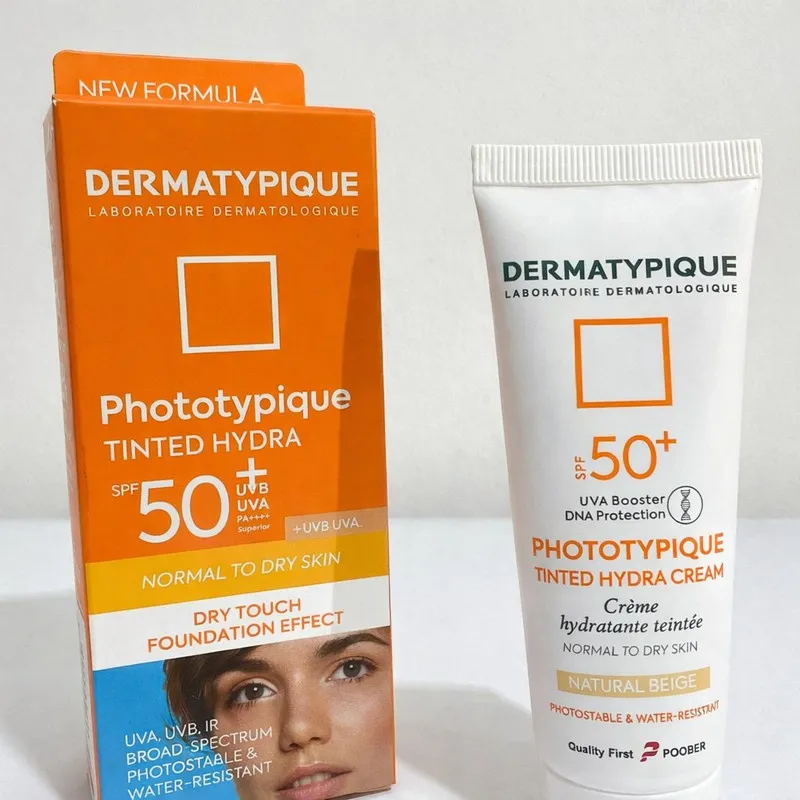 کرم ضد آفتاب رنگی صورت و گردن درماتیپیک spf50 مدل هیدرا محافظ UVA,UVB,IR مناسب برای پوست خشک حجم ۵۰ میلی لیتر - تصویر 2