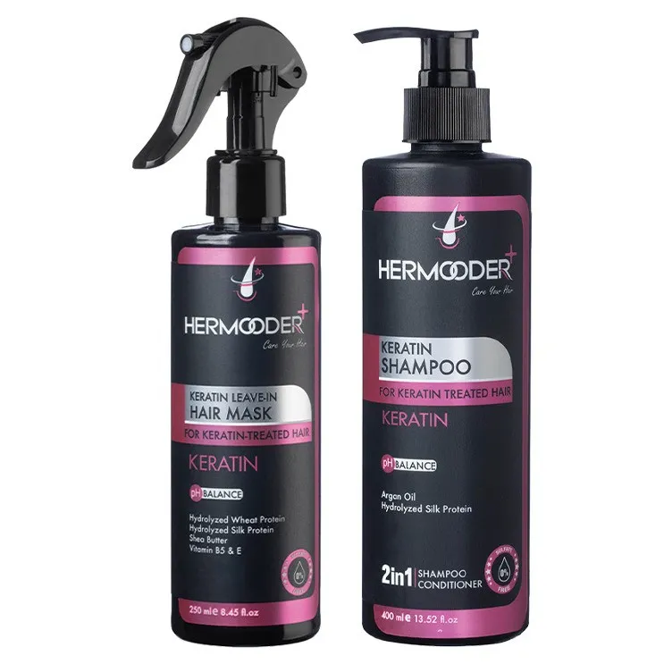 شامپو مو هرمودر مدل Keratin مناسب برای مو کراتین شده حجم 400 میلی لیتر به همراه ماسک مو هرمودر مدل Keratin مناسب برای مو کراتین شده حجم 250 میلی لیتر - تصویر 2