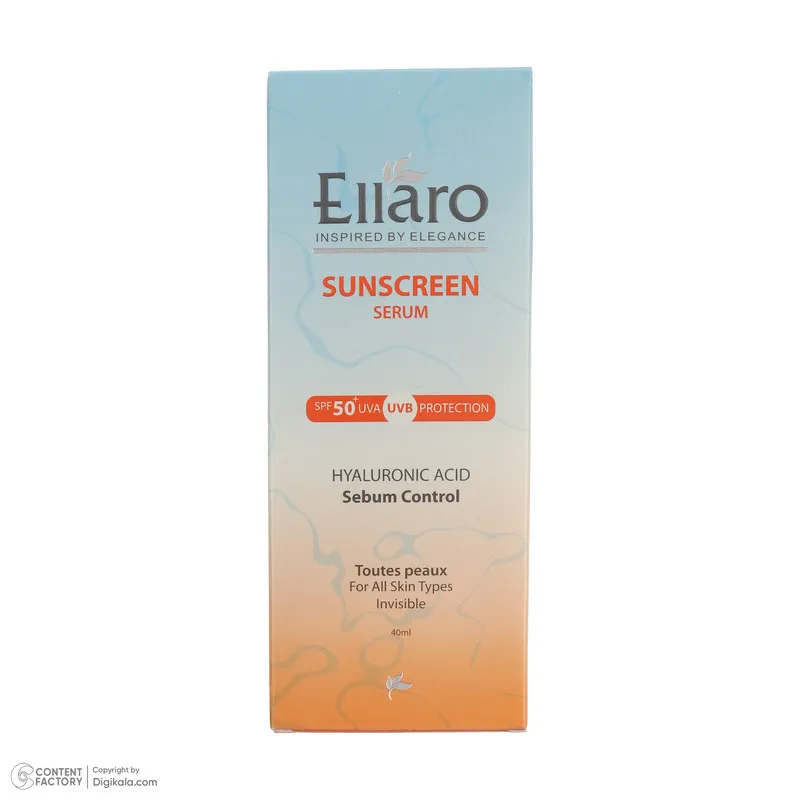 کرم ضد آفتاب بیرنگ صورت الارو SPF 50 مدل Hyaluronic acid محافظ در برابر اشعه UVA و UVB مناسب برای انواع پوست حجم 40 میلیلیتر - تصویر 6