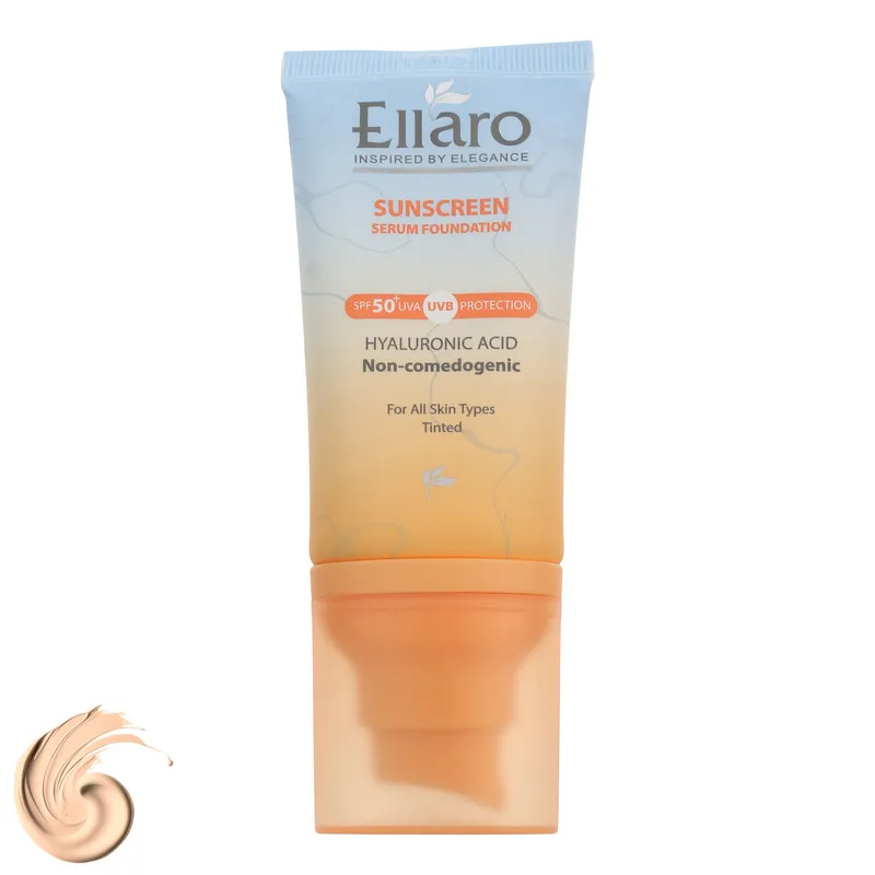 کرم ضد آفتاب رنگی صورت الارو SPF 50 مدل Hyaluronic acid محافظ در برابر اشعه UVA و UVB مناسب برای انواع پوست حجم 40 میلیلیتر