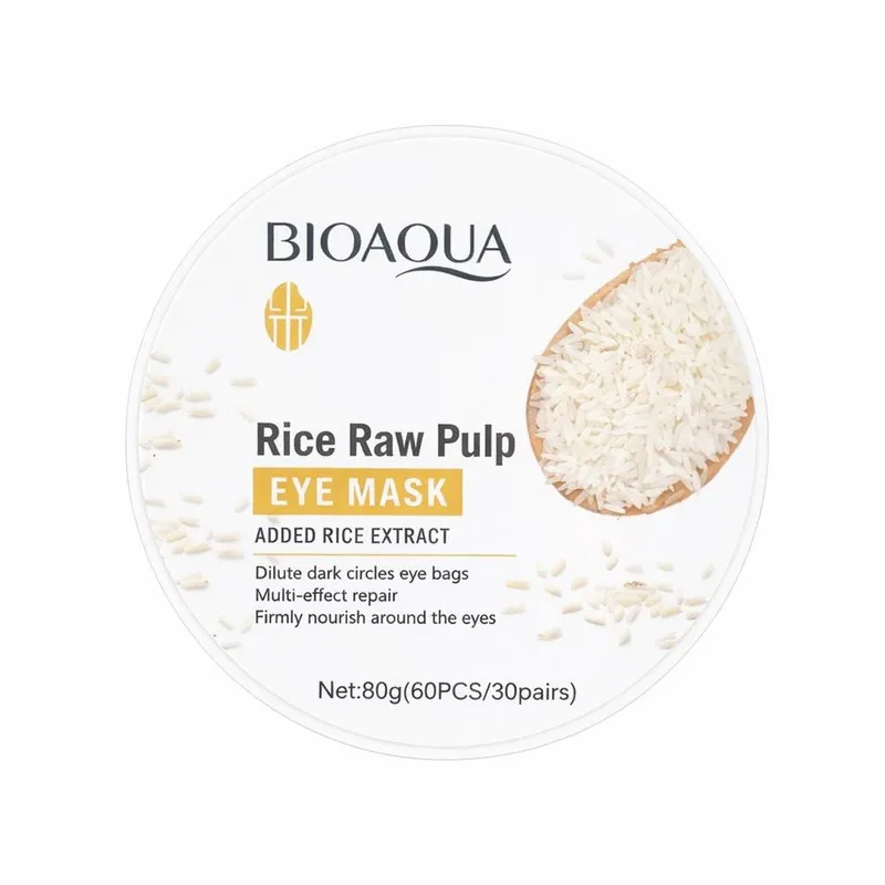 ماسک زیر چشم بایو آکوا مدل Rice با عصاره برنج مناسب برای انواع  پوست وزن 80 گرم بسته 60 عددی