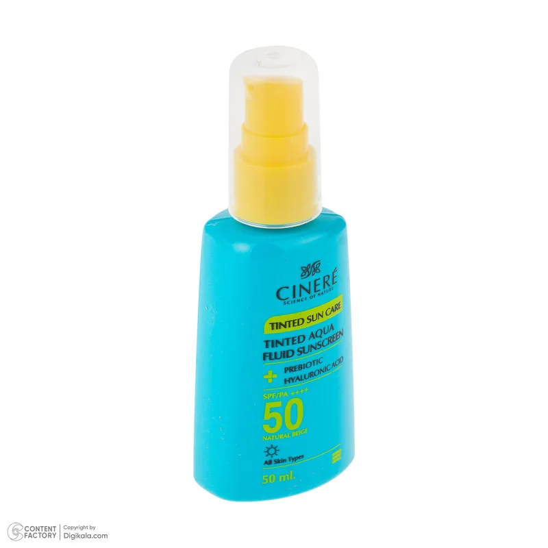 فلوئید ضد آفتاب رنگی بژ طبیعی صورت سینره SPF 50 مدل AQUA ‌محافظ UVA ،UVB و ++++PA مناسب برای انواع پوست حجم 50 میلی‌لیتر - تصویر 3