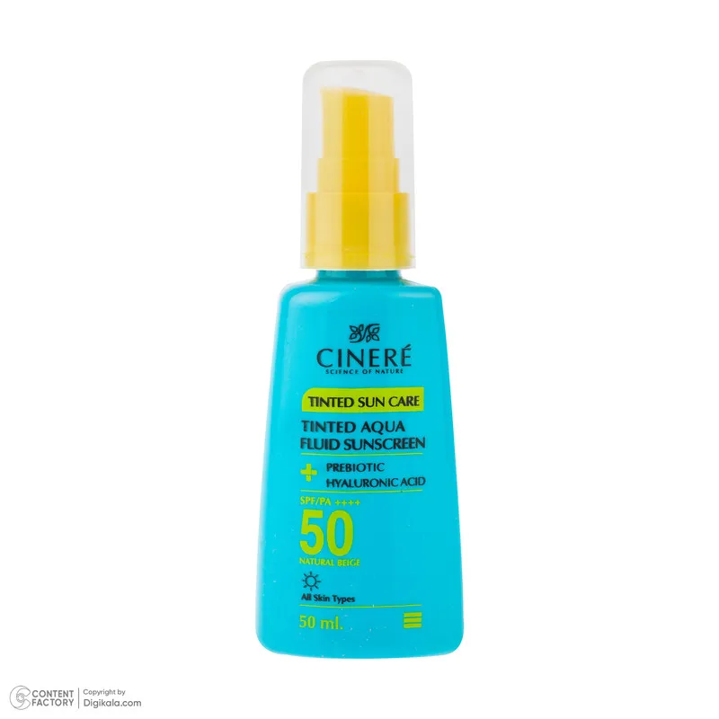 فلوئید ضد آفتاب رنگی بژ طبیعی صورت سینره SPF 50 مدل AQUA ‌محافظ UVA ،UVB و ++++PA مناسب برای انواع پوست حجم 50 میلی‌لیتر - تصویر 5