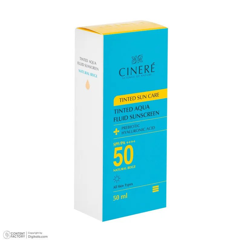 فلوئید ضد آفتاب رنگی بژ طبیعی صورت سینره SPF 50 مدل AQUA ‌محافظ UVA ،UVB و ++++PA مناسب برای انواع پوست حجم 50 میلی‌لیتر - تصویر 6