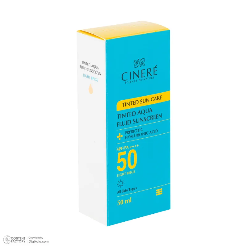 فلوئید ضد آفتاب رنگی بژ روشن صورت سینره SPF 50 مدل AQUA محافظ UVA ،UVB و ++++PA مناسب برای انواع پوست حجم 50 میلیلیتر - تصویر 3