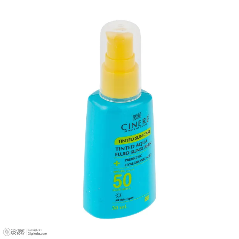 فلوئید ضد آفتاب رنگی بژ روشن صورت سینره SPF 50 مدل AQUA محافظ UVA ،UVB و ++++PA مناسب برای انواع پوست حجم 50 میلیلیتر - تصویر 4