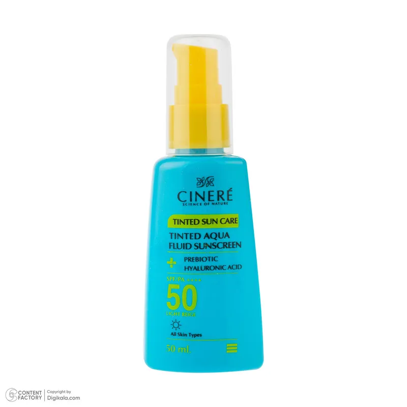 فلوئید ضد آفتاب رنگی بژ روشن صورت سینره SPF 50 مدل AQUA محافظ UVA ،UVB و ++++PA مناسب برای انواع پوست حجم 50 میلیلیتر - تصویر 6