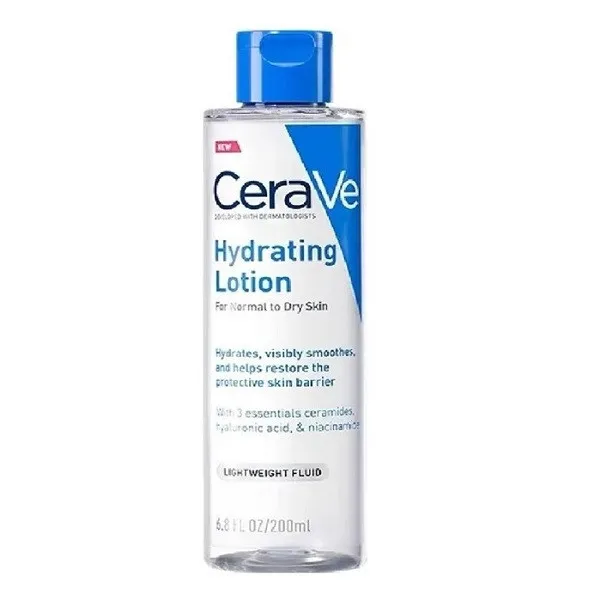 لوسیون پاککننده آرایش صورت سراوی مدل Hydrating مناسب برای انواع پوست حجم 200 میلیلیتر