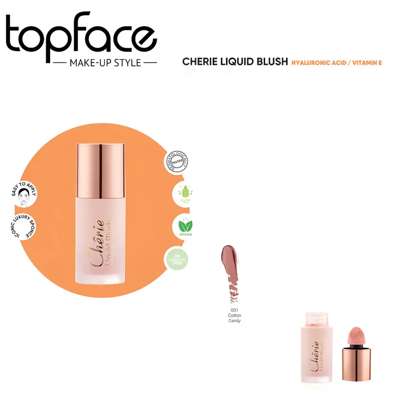 رژگونه مایع تاپ فیس مدل CHERIE LIQUID BLUSH شماره 001 - تصویر 4