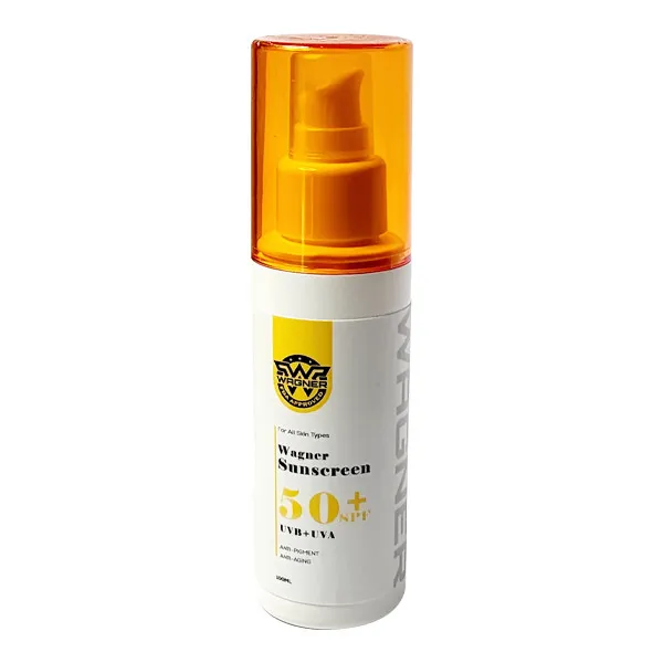 کرم ضد آفتاب بیرنگ صورت و گردن وگنر SPF 50 مدل ضدلک UVB/UVA مناسب برای انواع پوست حجم 100 میلیلیتر