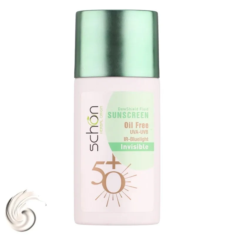 فلوئید ضد آفتاب بیرنگ گردن و صورت شون SPF 50 مدل invisible مناسب برای پوست های ، چرب، خشک، مختلط حجم 100 میلیلیتر