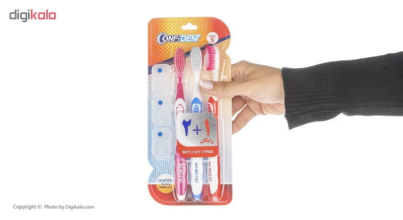 مسواک کانفیدنت سری NewDent مدل Bristles با برس نرم بسته 3 عددی - تصویر 5