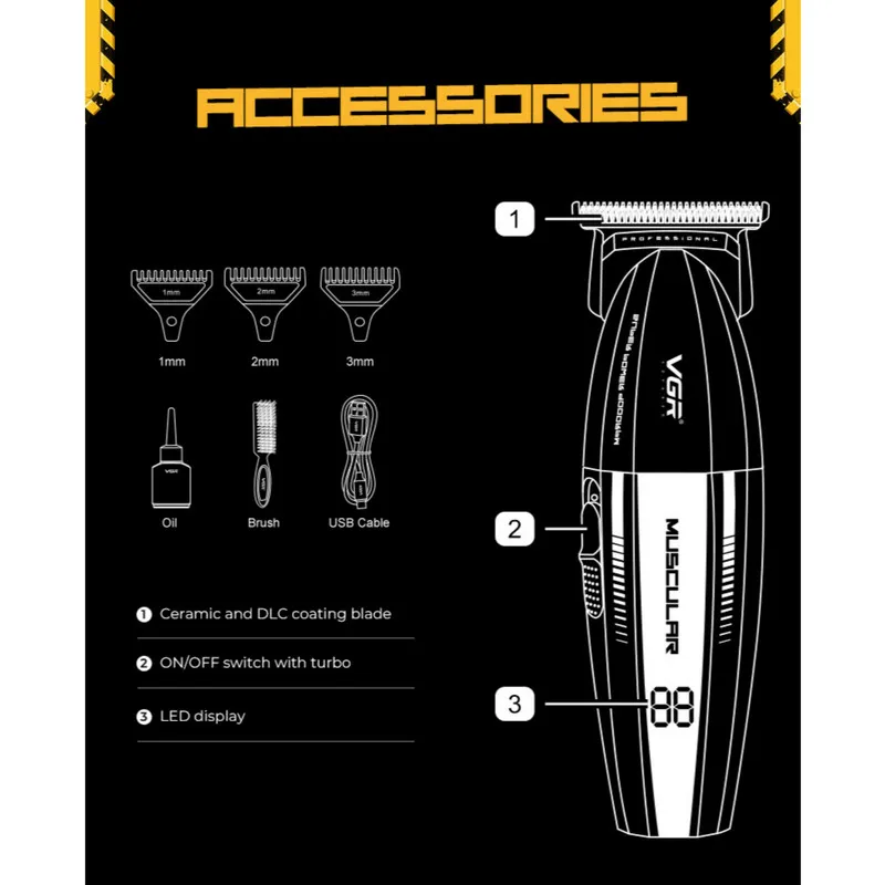 ماشین اصلاح موی سر و صورت شارژی وی جی ار مدل V-285t - تصویر 3