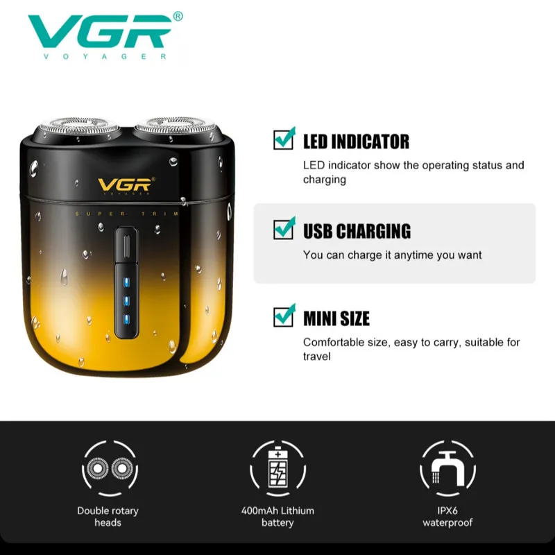ماشین اصلاح موی صورت شارژی وی جی ار مدل V-348 - تصویر 2