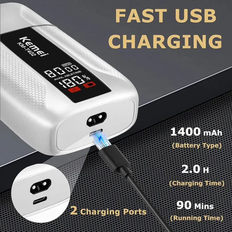 ماشین اصلاح موی صورت شارژی کیمی مدل KM-T402 - تصویر 4