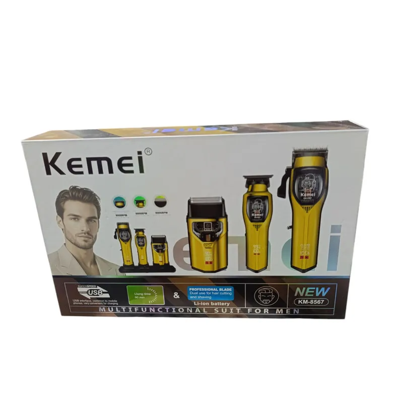 ماشین اصلاح موی سر و صورت شارژی کیمی مدل km-8567 مجموعه 3 عددی - تصویر 2
