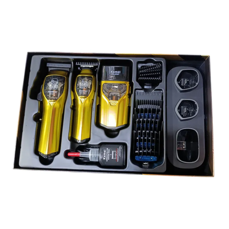 ماشین اصلاح موی سر و صورت شارژی کیمی مدل km-8567 مجموعه 3 عددی - تصویر 4
