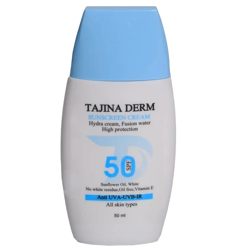 کرم ضد آفتاب بی‌رنگ تاجینادرم SPF 50 مدل All skin مناسب برای انواع پوست محافظ UVA/UVB حجم 50 میلی‌لیتر - تصویر 2