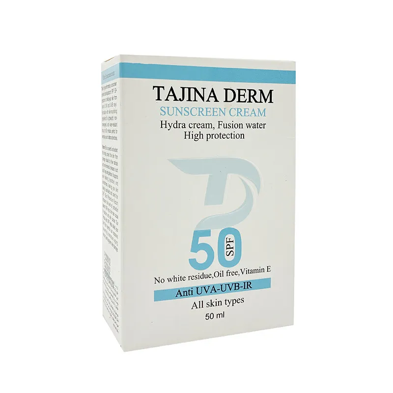 کرم ضد آفتاب بی‌رنگ تاجینادرم SPF 50 مدل All skin مناسب برای انواع پوست محافظ UVA/UVB حجم 50 میلی‌لیتر - تصویر 3