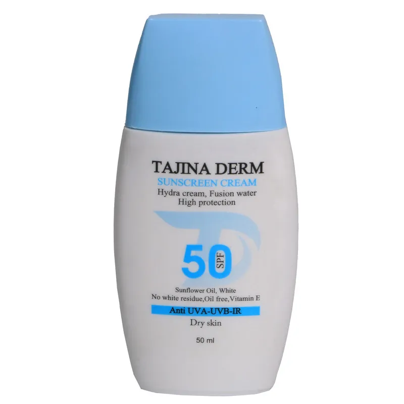 کرم ضد آفتاب بیرنگ تاجینادرم SPF 50 مدل Dry مناسب برای پوست خشک محافظ UVA/UVB حجم 50 میلیلیتر - تصویر 2