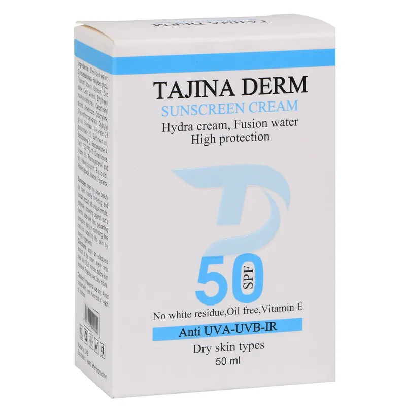 کرم ضد آفتاب بیرنگ تاجینادرم SPF 50 مدل Dry مناسب برای پوست خشک محافظ UVA/UVB حجم 50 میلیلیتر - تصویر 3