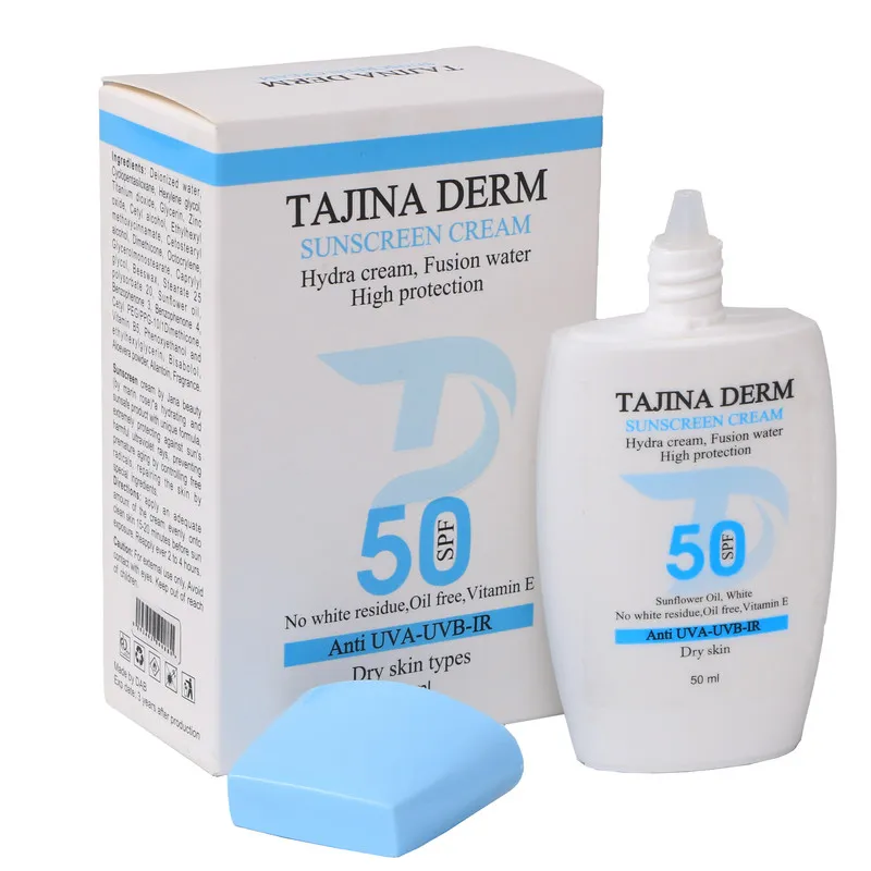 کرم ضد آفتاب بیرنگ تاجینادرم SPF 50 مدل Dry مناسب برای پوست خشک محافظ UVA/UVB حجم 50 میلیلیتر - تصویر 4