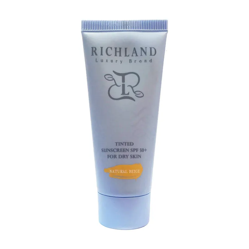 کرم ضد آفتاب رنگی صورت ریچلند SPF 50 مدل tinted محافظ در برابر اشعه UVA و UVB مناسب برای پوست خشک حجم 40 میلی‌لیتر