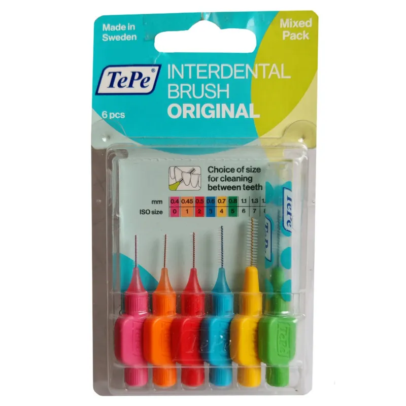 مسواک تپه مدل INTERDENTAL MIX با برس نرم مناسب دندان های کامپوزیت و لمینت و ارتودنسی شده بسته 6 عددی