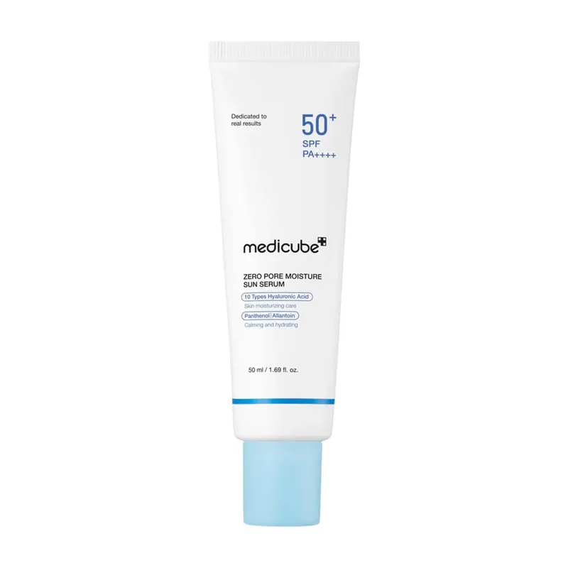 کرم ضد آفتاب بی‌رنگ صورت مدیکیوب SPF50 مدل zero pore ‌محافظت در برابر اشعه UVA و UVB مناسب برای انواع پوست حجم 50 میلی‌لیتر