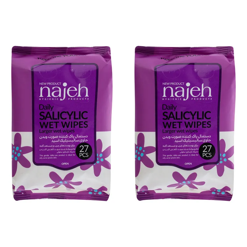 دستمال مرطوب ناژه مدل Salicylic دو بسته 27 عددی