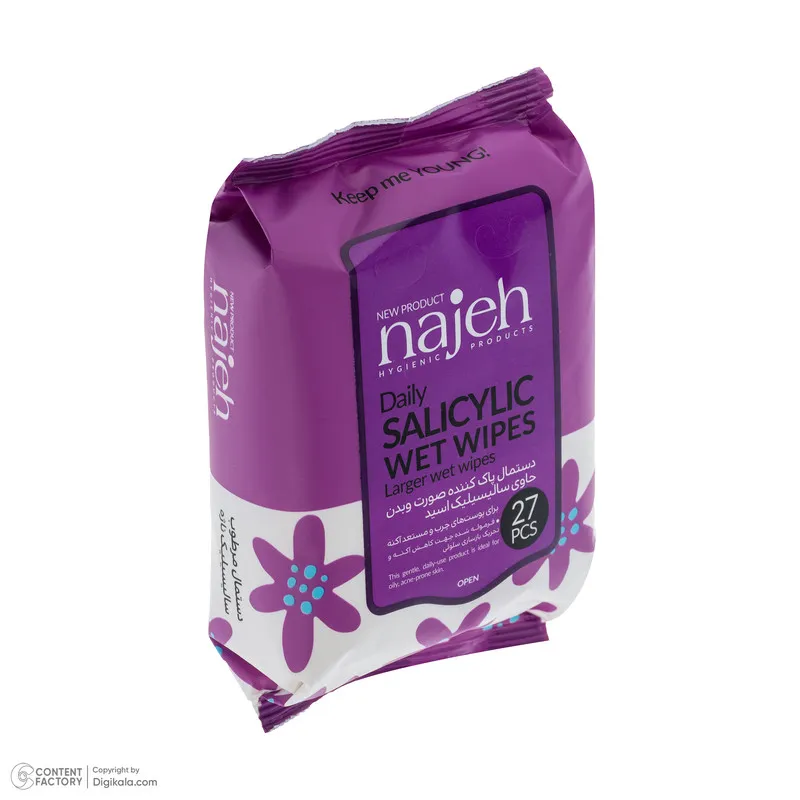 دستمال مرطوب ناژه مدل Salicylic دو بسته 27 عددی - تصویر 2