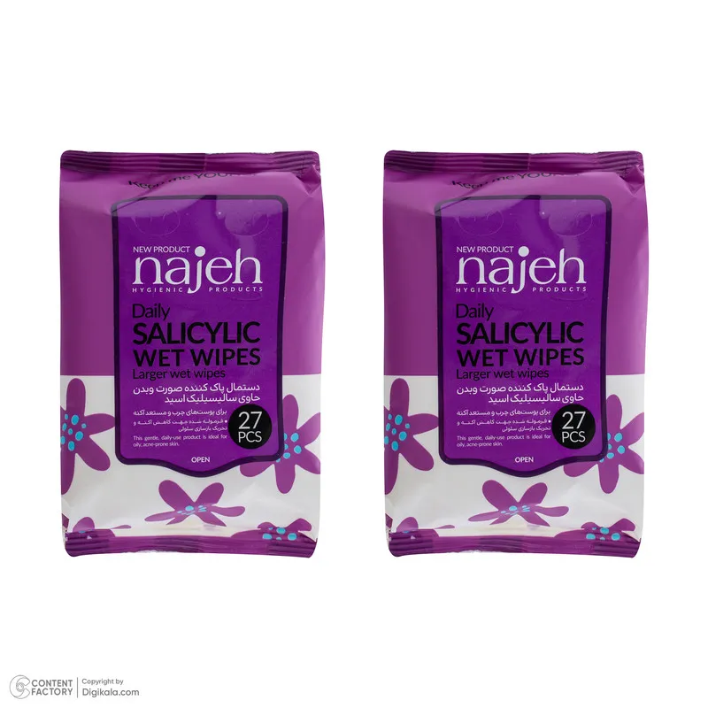 دستمال مرطوب ناژه مدل Salicylic دو بسته 27 عددی - تصویر 5