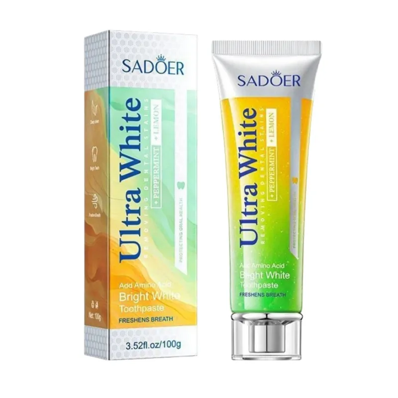 خمیر دندان سفید کننده سادور مدل ultra white با طعم نعناع و لیمو وزن 100 گرم