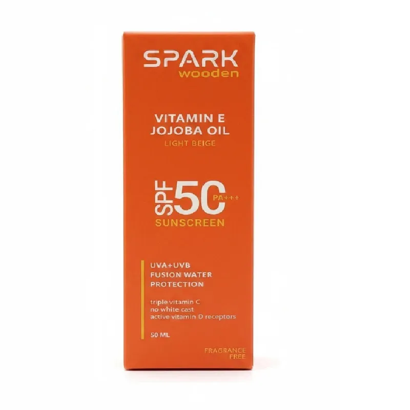 کرم ضد آفتاب رنگی صورت اسپارک وودن SPF 50 مدل ویتامین E ‌محافظ UVA ،UVB مناسب برای انواع پوست حجم 50 میلی‌لیتر - تصویر 3