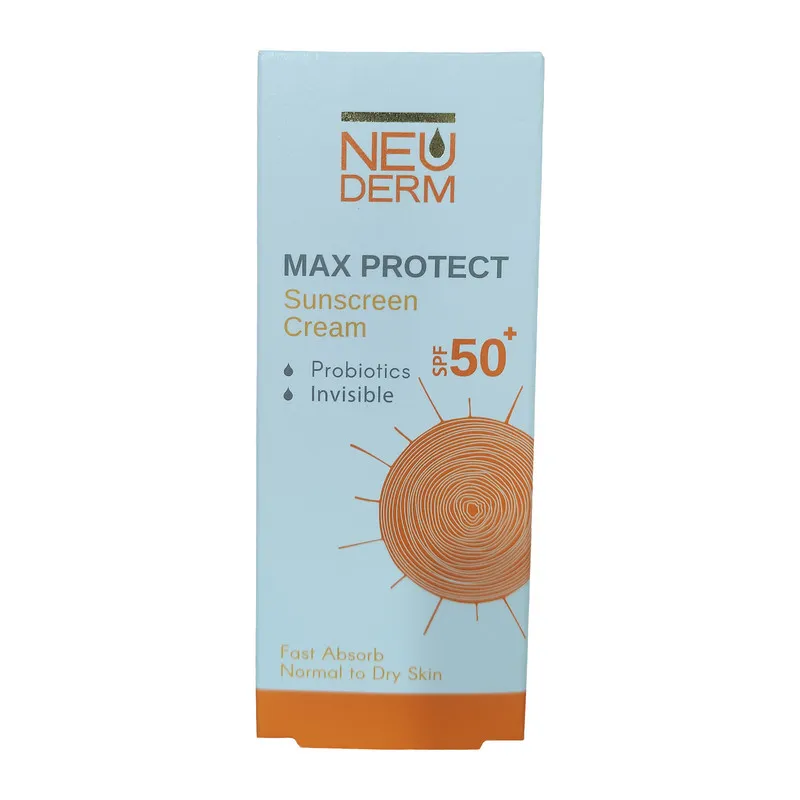 کرم ضد آفتاب بی رنگ نئودرم +SPF50 مدل MAX PROTECT مناسب پوست های خشک و معمولی حجم 50 میلیلیتر - تصویر 2