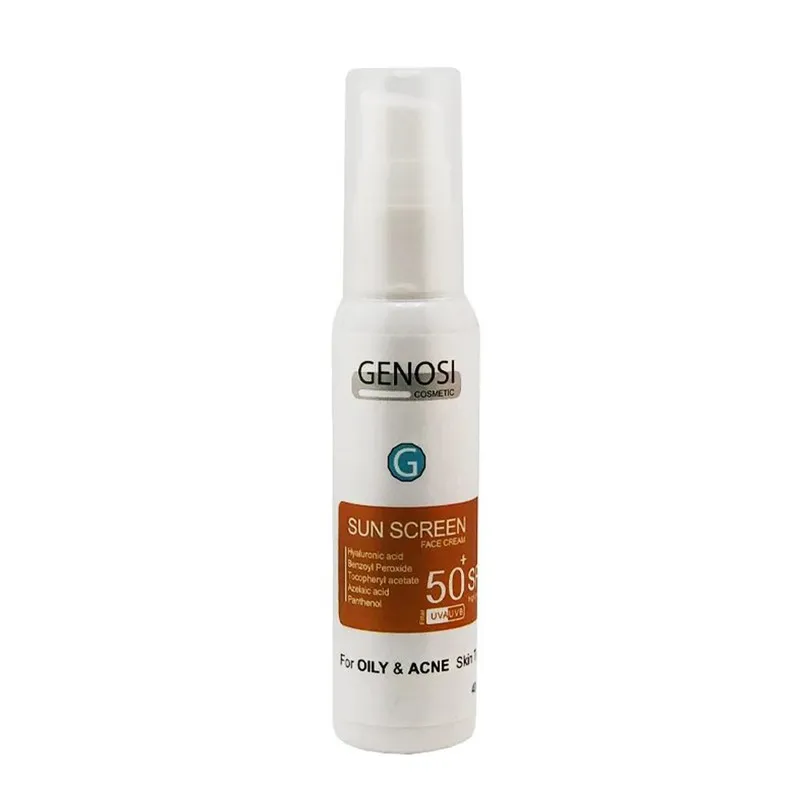 کرم ضد آفتاب بیرنگ گنوسی SPF 50 مدل هیالورونیک اسید محافظ در برابر UVA/UVB مناسب برای پوست چرب حجم 40 میلیلیتر