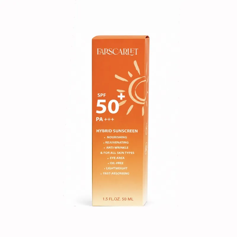 کرم ضد آفتاب بی رنگ فارسکارلت SPF 50 مدل hibrid محافظ UVA , UVB مناسب برای انواع پوست حجم 50 میلی لیتر  - تصویر 2
