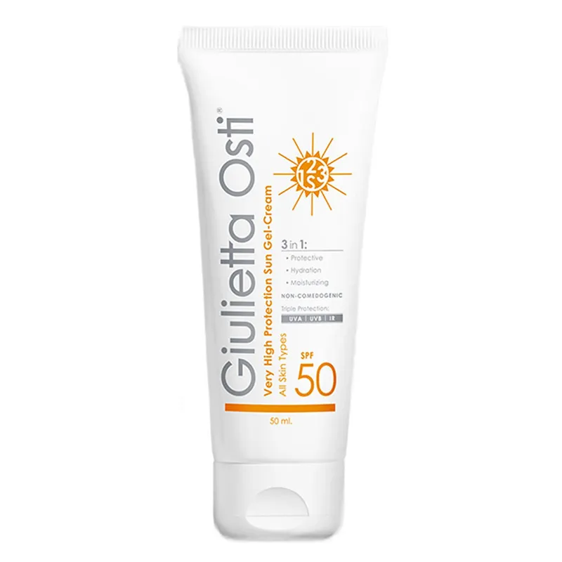 ژل ضدآفتاب بی رنگ صورت جولیتا اوستی spf50 مدل آبرسان مناسب برای انواع پوست حجم 50 میلی لیتر - تصویر 2