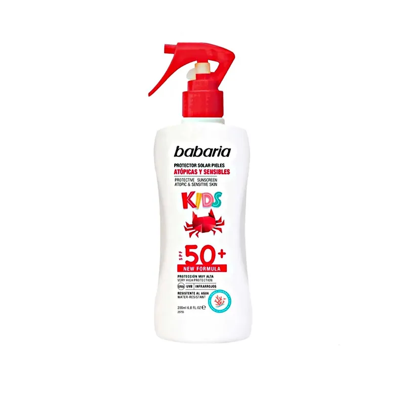  اسپری ضد آفتاب بی‌رنگ صورت، بدن باباریا SPF 50 مدل KIDS مناسب برای پوست حساس حجم 200 میلی‌لیتر - تصویر 2