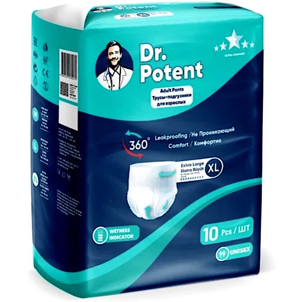 پوشک شورتی بزرگسال دکتر پوتنت مدل اولترا کامفورت سایز xl بسته ۱۰ عددی 
